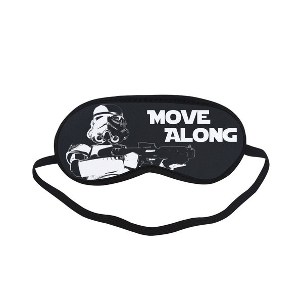 Move Along Stormtrooper Sleep Eye Mask - Light-Blocking Mask - Star Wars Fan Gift Idea - Photography Inspired - 501st - Black & White - Geek