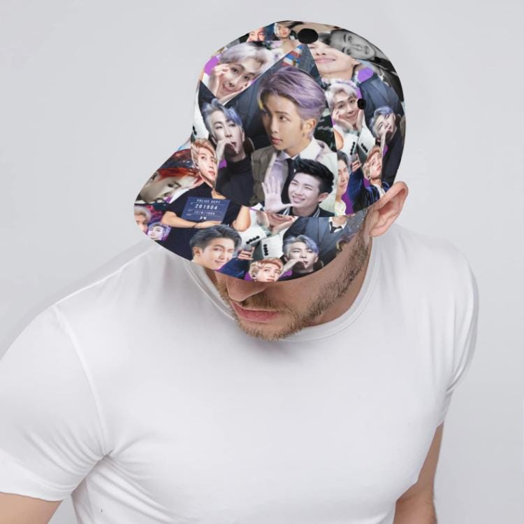 RM Allover Print BTS Collage Snapback Hat - Unisex K-pop Inspired