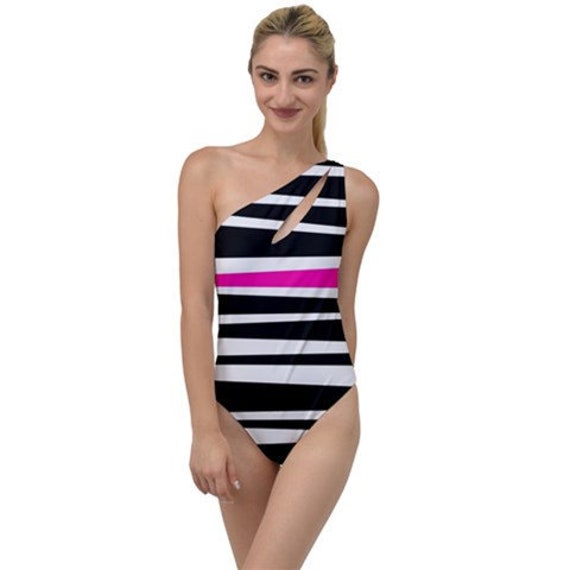 pink striped bathing suit