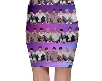BTS Stripes Mid-thigh Skirt K-pop Inspired Fashion Bangtan -  Israel