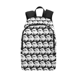 Stormtrooper Casques Imprimer Tissu Sac À Dos - Star Wars Empire Inspiré Accessoires De Mode - Storm Trooper - School Essentials - Noir Blanc