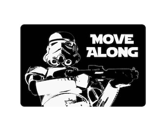 Move Along Un-Welcome Doormat - 24" x 16" - Non-Slip Welcome Mats - Star Wars Inspired Home Decor - Stormtrooper Rug - Nerd Cave - Funny