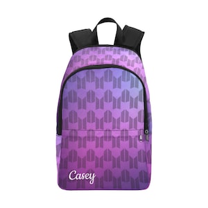 Option personnalisée BTS & ARMY Logos Tissu Sac à dos - Accessoires scolaires inspirés de la K-Pop - Ajouter un nom ou du texte - Bangtan - Violet - Sac BTS