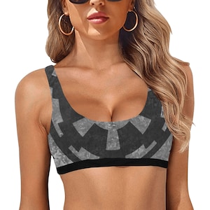 Imperial Cog on Gray Sport Bikini Top - Star Wars Inspired Fashion - Swimwear - Activewear - Bra Top - 501st - Dark Side