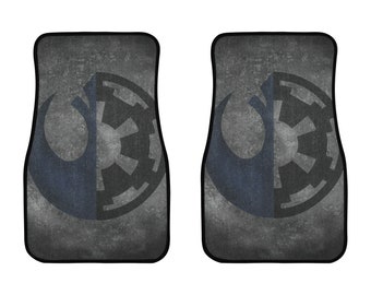 Galactic Duality 2 Piece Front Car Floor Mats - Star Wars Inspired Car Accessories - 501st - Geek Life - Empire - Rebellion - Imperial Rebel