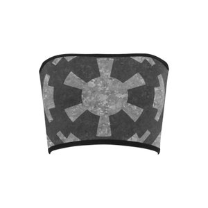 Imperial Cog on Gray Bandeau Tube Top - Black Trim - Star Wars Inspired Women's Fashion - Geek Girl Fashion - 501st - Dark Side - Empire