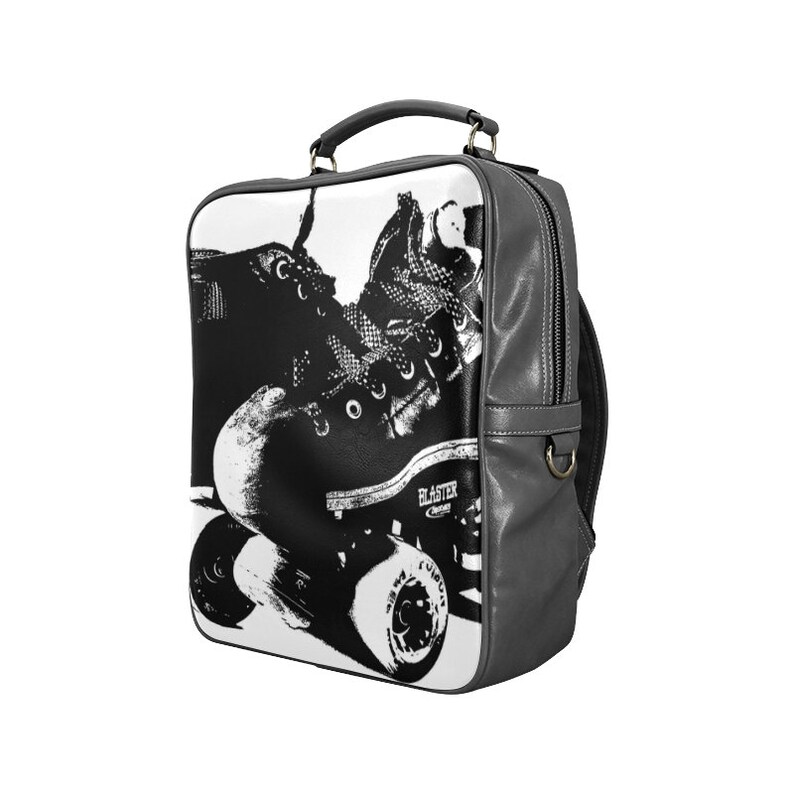 Derby Skates Square Backpack White With Black PU Leather Etsy