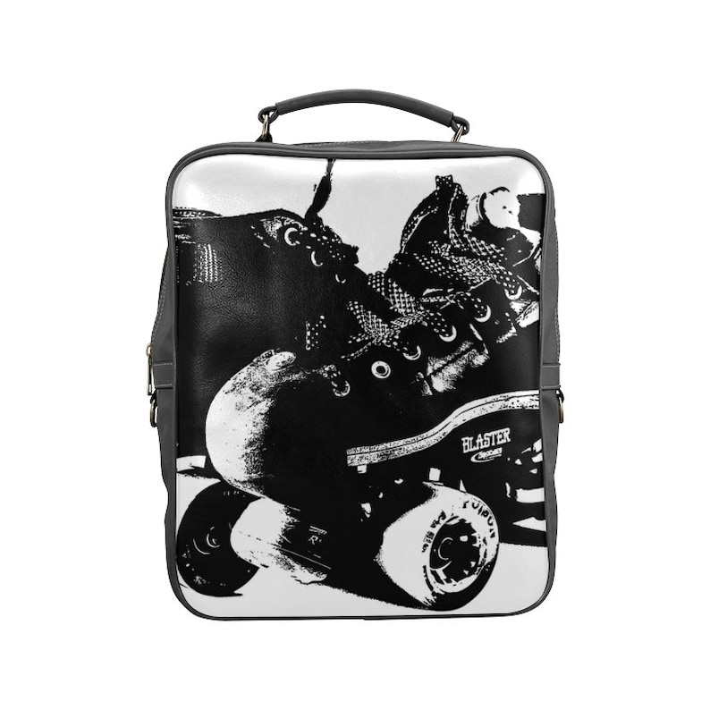 Derby Skates Square Backpack White With Black PU Leather Etsy