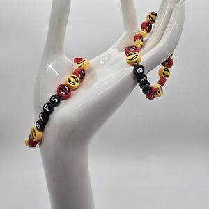 2 Piece Set DP & Logan Inspired BFF Friendship Bracelets - Clay and Plastic Letter Beads - Elastic - Superhero Jewelry