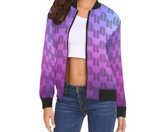 BTS ARMY Print Women's Bomber Jacket - K-Pop Inspired Outerwear - 2026 Trends - Maximalist Maximalism - Allover Print - I Purple You
