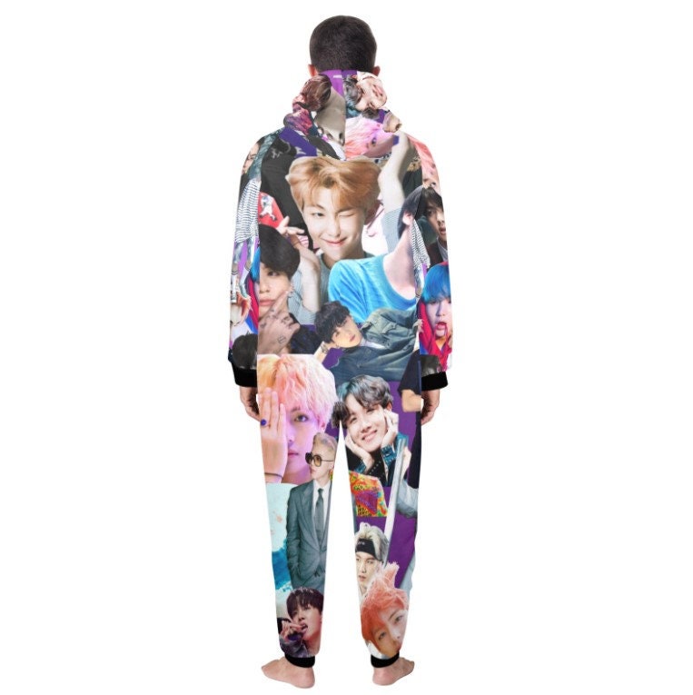 Purple BTS Collage Unisex Adult One Piece Onesie Pajamas K pop Inspired Sleepwear Loungewear Jin Jimin Jhope Jungkook Suga RM V Lounge Etsy UK