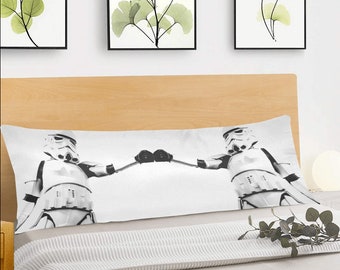 Stormtrooper Fist Bump 54" x 20" Taie d'oreiller zippée - Star Wars 501st Inspired Bedroom Home Decor - Housse uniquement - Option de personnalisation