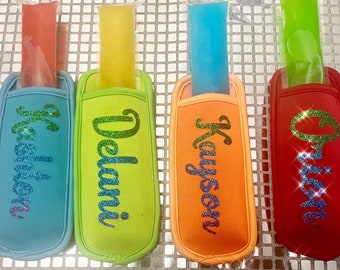 Porta paletas/ Reutilizable/Mangas Ice Pop/ Porta paletas personalizado/Regalo para niños/favores de fiesta