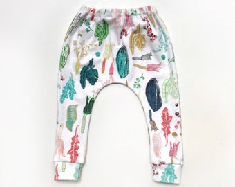 organic baby leggings in watercolor vegetable  print, newborn-8Y, artichokes,  toddler leggings, baby pants, toddler pants, baby shower gift