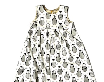 organic baby dress, fall jumper, sundress, winter jumper, penguins, sizes infant - 6T, organic toddler girl dress, baby gift