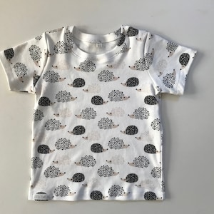 Organic baby/kid t shirt in hedgehog print, 6 mos - 8 years, boy baby shirt, girl baby shirt, baby top, toddler t shirt, gift