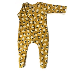 organic baby harem romper, sheep print, girl romper, boy romper, baby gift, organic baby clothes, unisex long sleeved romper, fall, winter