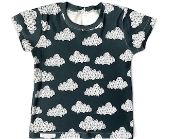 Organic baby/kid t shirt in geometric cloud print, 6 mos - 8 years, baby shirt, boy shirt, girl shirt, unisex top, unisex t-shirt, gift