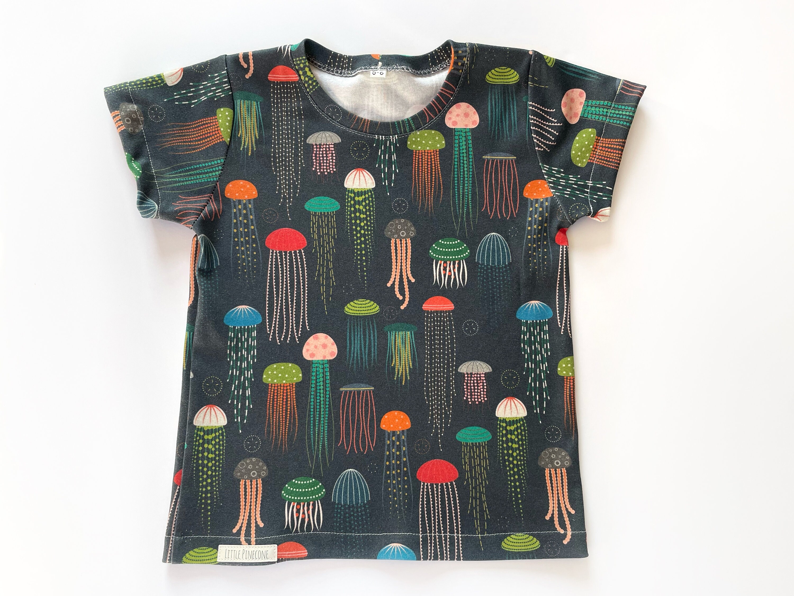 Organic baby/kid t shirt bright jellyfish print, 6 mos - 8 years, baby shirt, boy shirt, girl shirt, unisex top, unisex t-shirt, shower gift