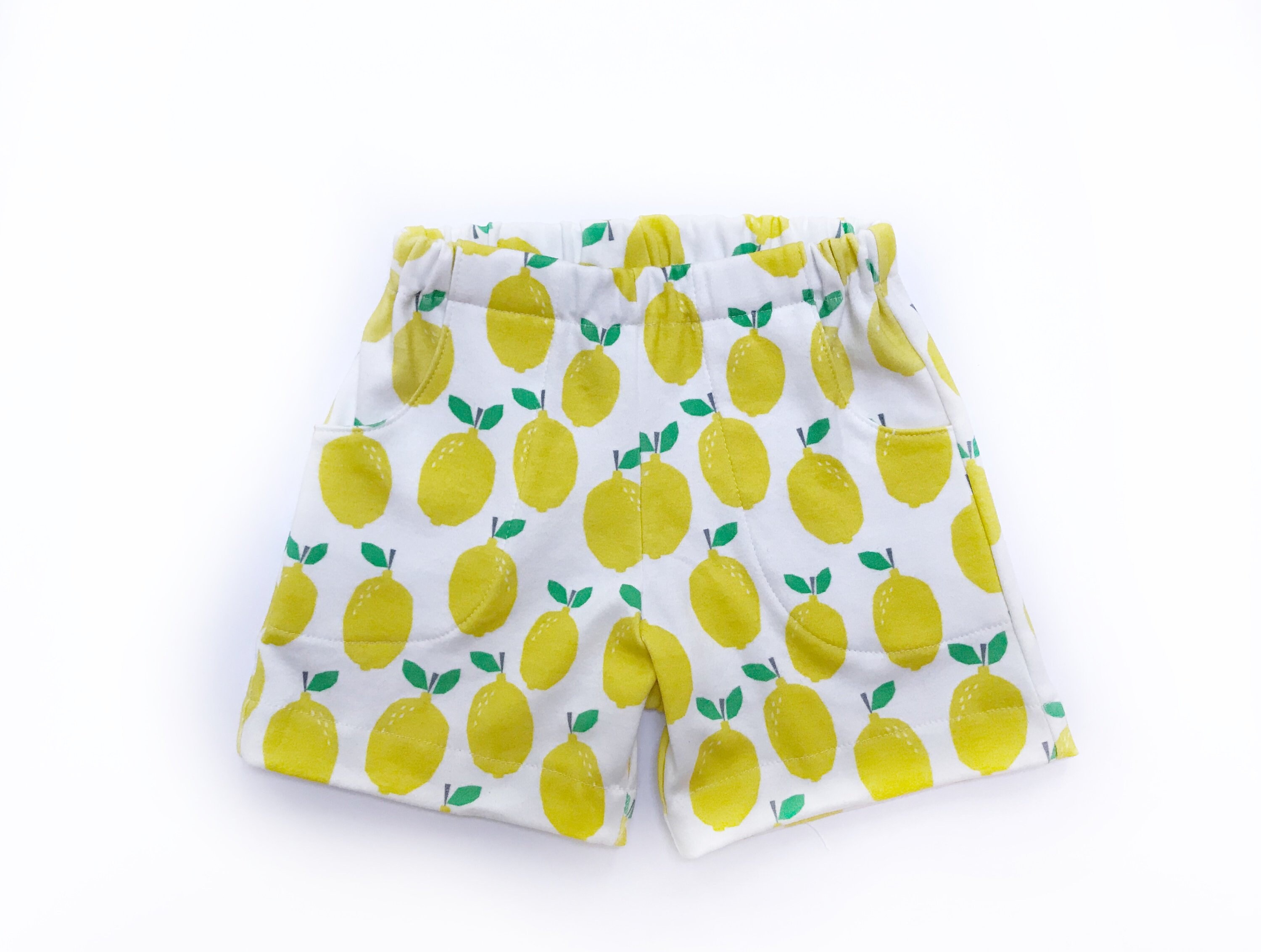 Organic cotton toddler shorts with pockets lemon print sizes Etsy