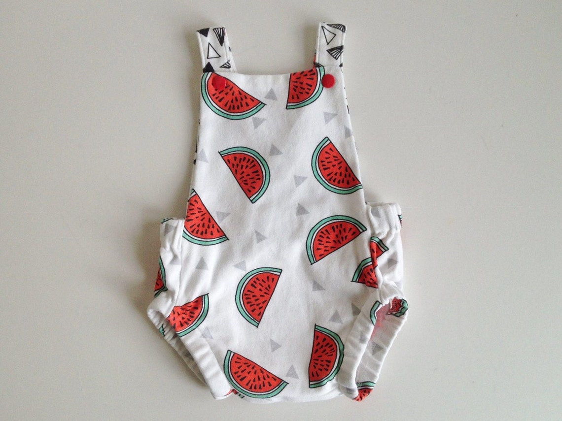Organic Baby Toddler Romper in Watermelon and Contrast Hand Etsy