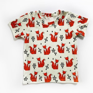 Organic baby t-shirt fox print, 6 mos - 8 years, unisex, boy shirt,  girl shirt,  baby shirt,  baby top, toddler t-shirt, gift, baby shower