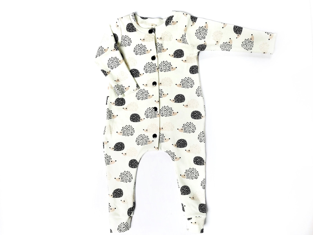 Organic Baby Harem Romper, Hedgehog Print, Girl Romper, Boy Romper, Baby Gift, Organic Baby