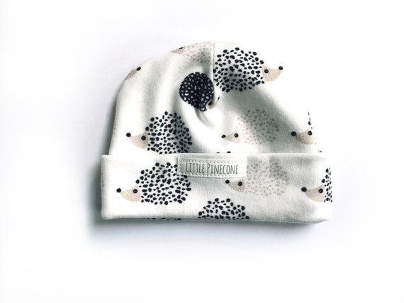 organic baby hat  hedgehogs or  ANY print on the site, 0-3 months, 3-6 months beanie hat,  baby gift, organic baby, baby shower, unisex baby