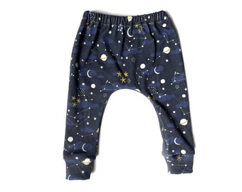 organic baby leggings cosmos, planets, stars in sizes newborn-8YR, toddler leggings, baby pants, toddler pants, baby gift, boy, girl, unisex