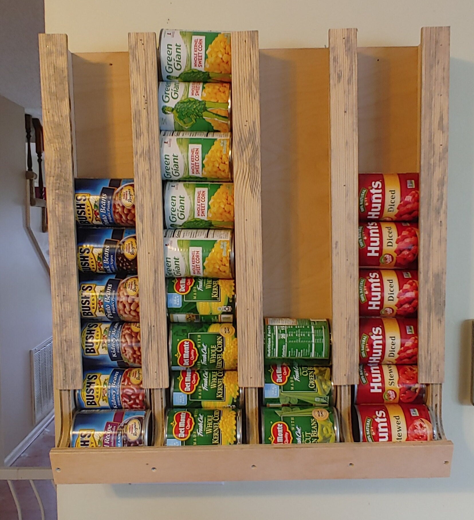 4 Row 36 Can Food Wall Storage Rack - Etsy