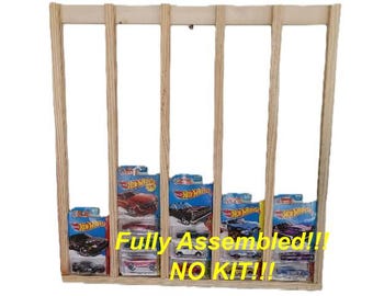 Assembled Wood Shelf for 60 Hot Wheels or Matchbox: Packaged 1/64 Car Display