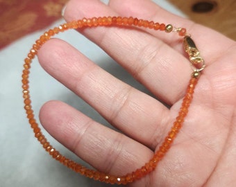 Faceted Carnelian Bead Bracelet