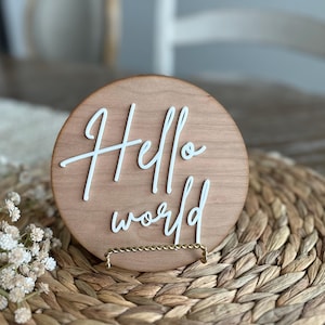 Hello World Baby Name Sign: Newborn Photo Prop, Wooden Keepsake