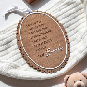 Personalized Christian Nursery Sign: Wooden Baby Name Decor