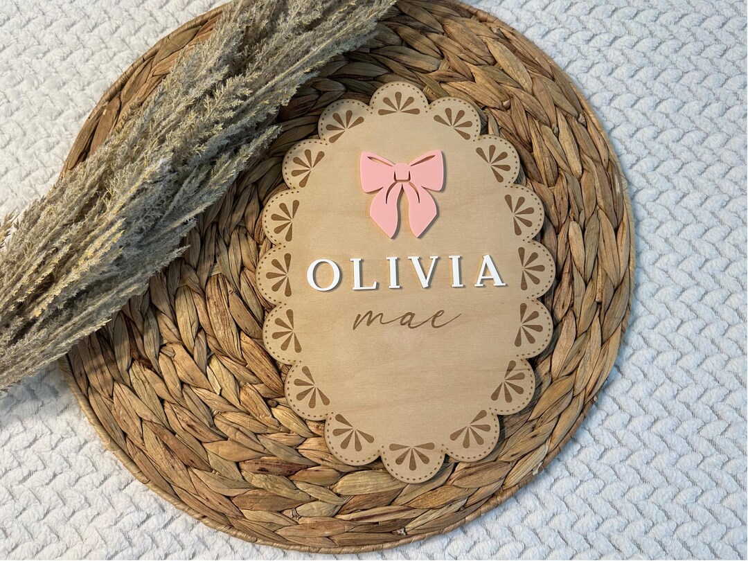 Custom Engraved Wooden Baby Name Sign | Birth Announcement Sign ...