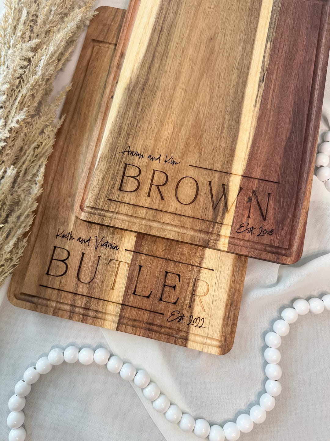Personalized Acacia Wood Cutting Board: Engraved Charcuterie Board - Etsy