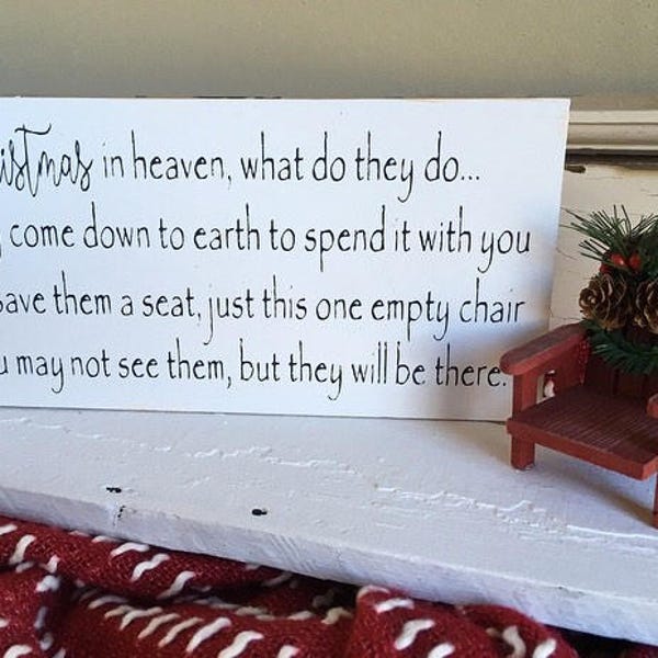 Christmas in Heaven- Christmas Chair- farmhouse christmas- farmhouse decor-Christmas Sign- Hand painted sign- handmade sign