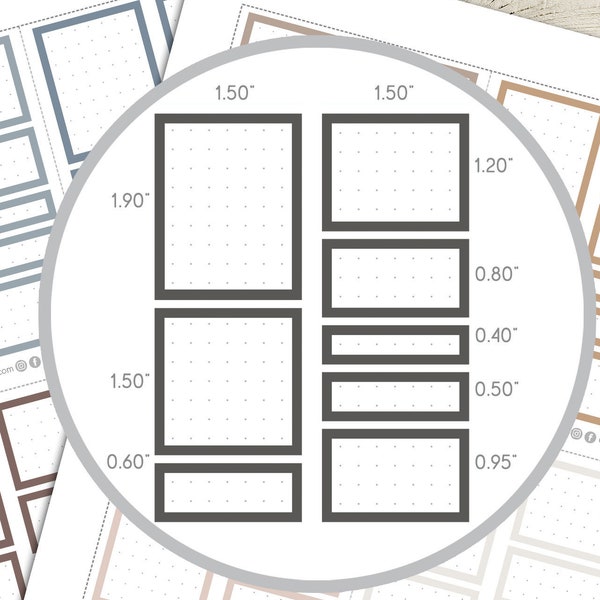 Mixed Dot Grid Boxen Planner Aufkleber, NEUTRAL Farben volle Boxen druckbare Aufkleber, druckbare Aufkleber, Bullet Journal - SCHNITTDATEIEN