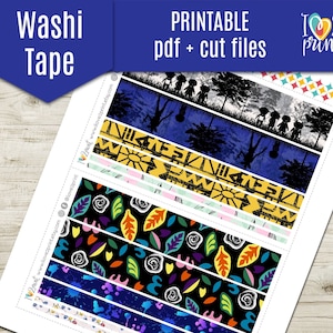 Strange Kids Washi Tape Planner Stickers, Washis Printable Stickers, Washi tape Stickers, Planner Stickers, Printable Tape CUT FILES image 1