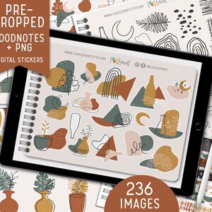 Boho Shapes Goodnotes Sticker Book Digital Stickers Washi - Etsy