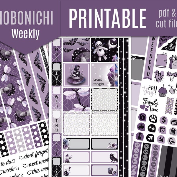 Gothic life Hobonichi Weeks Weekly Printable Planner Stickers - Hobonichi Planner Stickers, Weekly Printable Stickers, Journal  - Cut file
