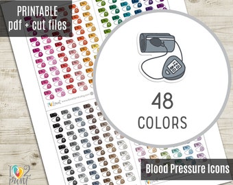 Blood Pressure Little Icon Planner Stickers, Hypertension Tiny Icon Printable Stickers, Mini Icons, Printable Planner Stickers - CUT FILES