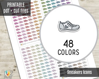 Sneakers Little Icon Planner Stickers, Running Shoes Tiny Icon Printable Stickers, Icons Stickers, Printable Planner Sticker - CUT FILES