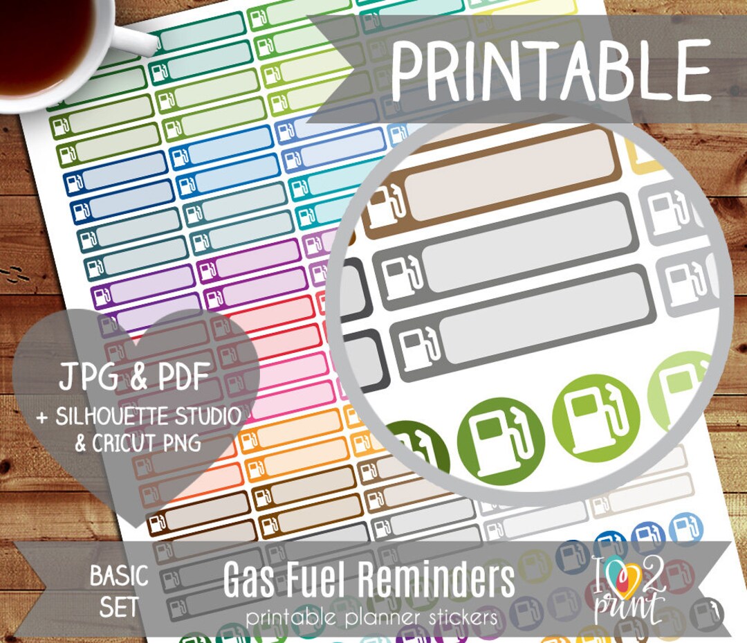 Gas Reminders Printable Planner Stickers Erin Condren Planner - Etsy