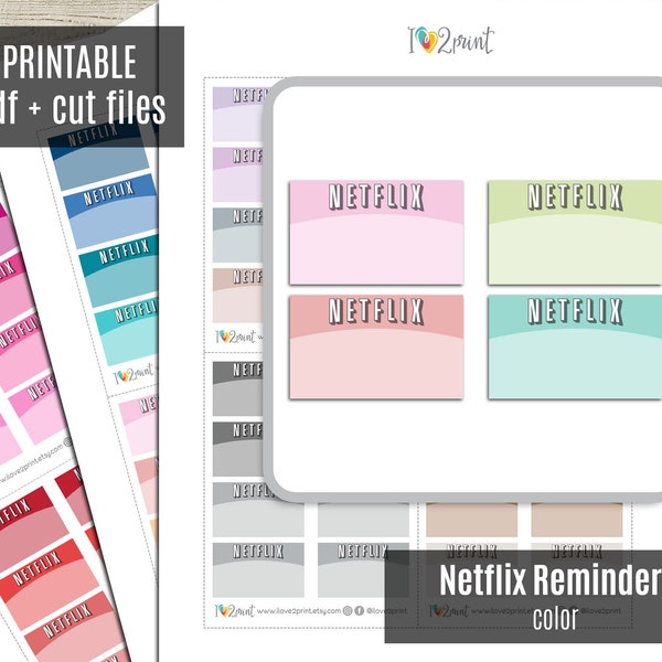 Netflix Reminders Planner Stickers, Netflix Binge Printable Stickers, Printable Planner Sticker, Journal, Bujo, Hobonichi, Cut Files