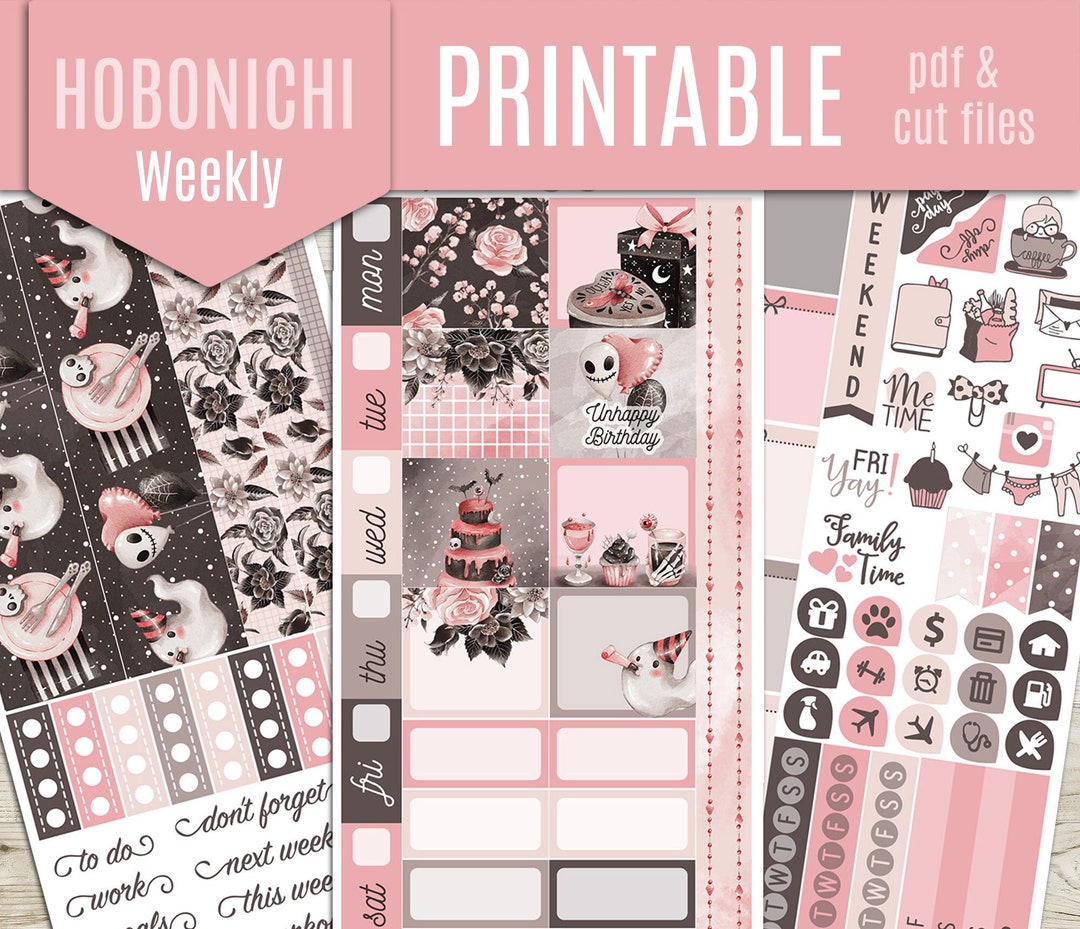 Gothic Party Hobonichi Weeks Printable Planner Stickers Birthday Hobo ...