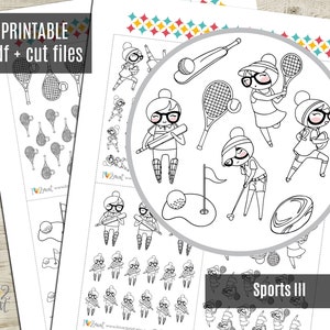 Planner Girl Sports set III Planner Stickers, Printable Stickers, Character Stickers, Functional, Bullet Journal, Coloring - CUT FILES