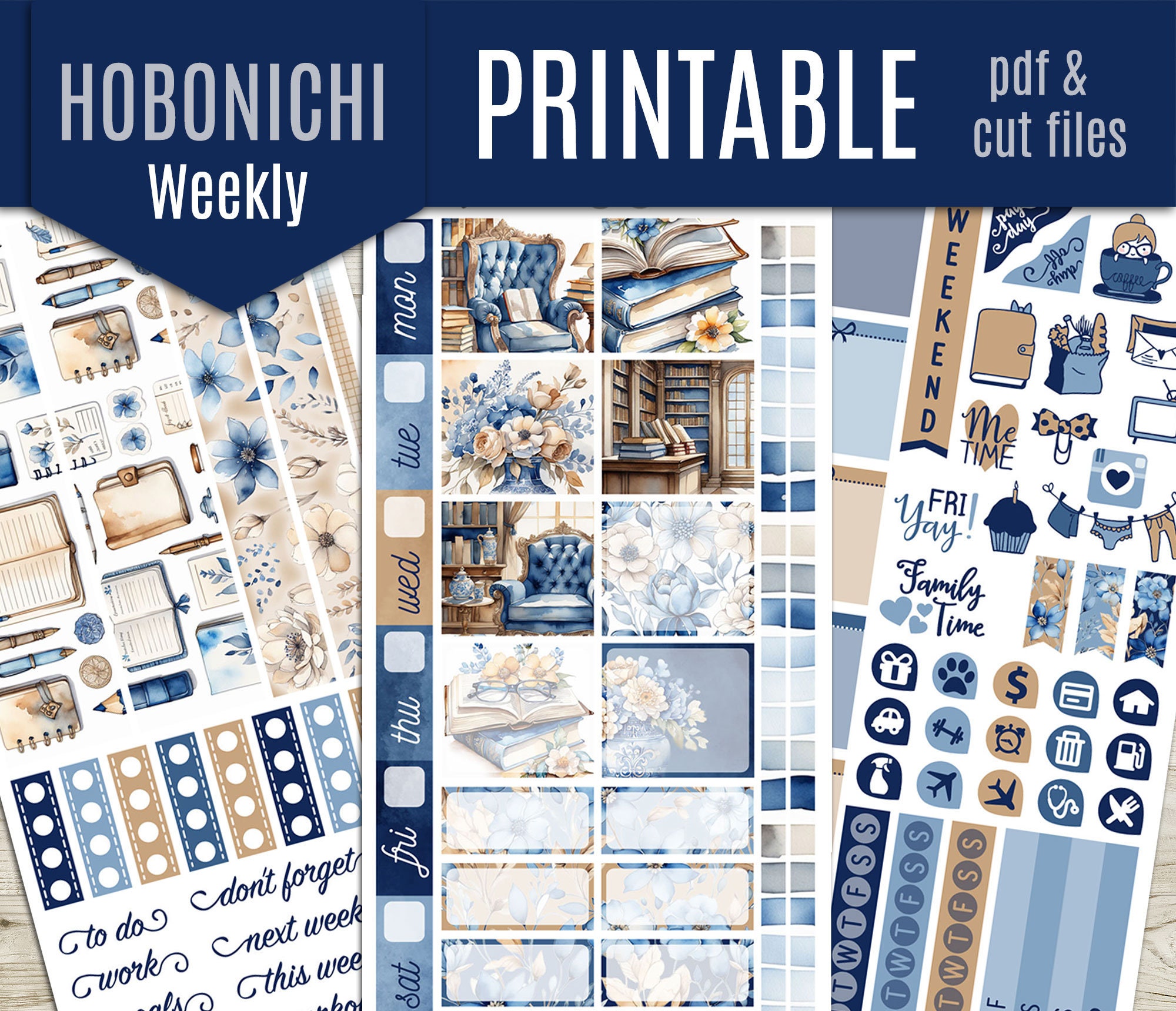 Printable Stickers For Hobonichi Weeks Planner, Weekly Kit, Space Cats •  DigiSparkles