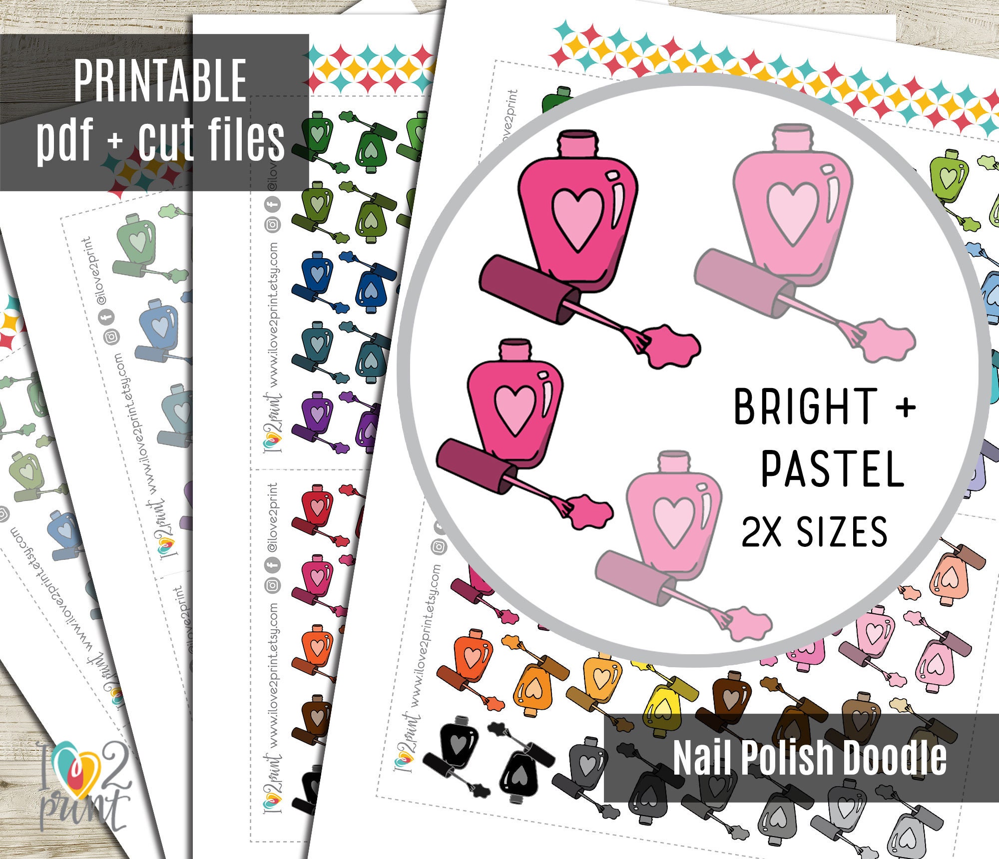 Nail Polish Doodle Planner Stickers Manicure Printable - Etsy