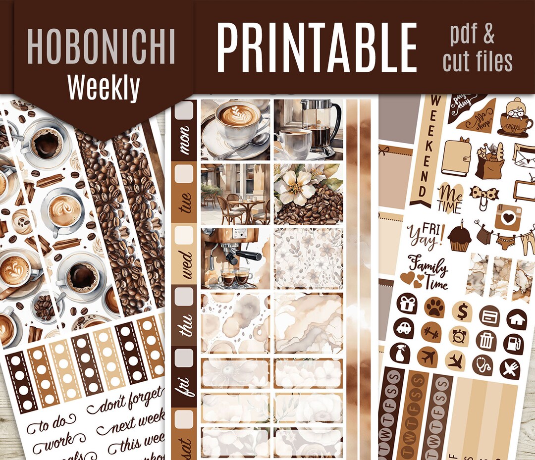 Caffeinated Hobonichi Weeks Printable Planner Stickers Hobo Planner ...